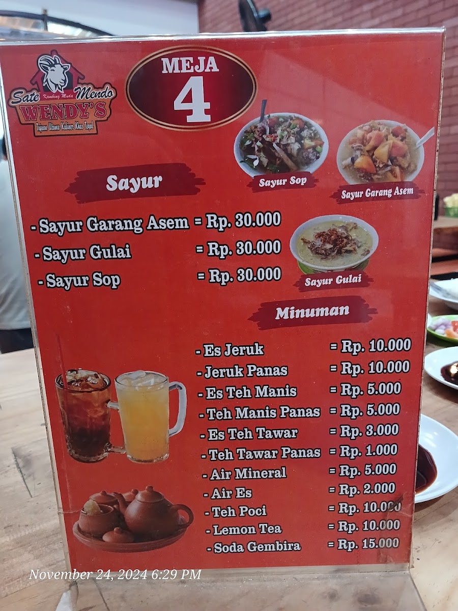 Sate Mendo Wendy's Pusat Menu - Image 1